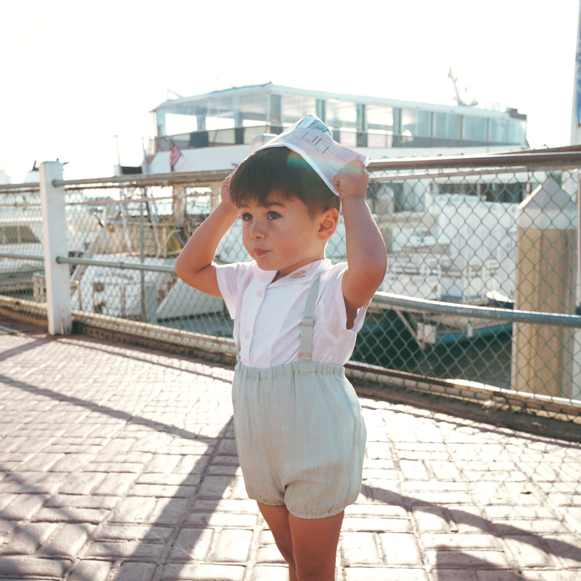 Home Stitch Romper | White Linen Baby Romper – Calla Lili Kids