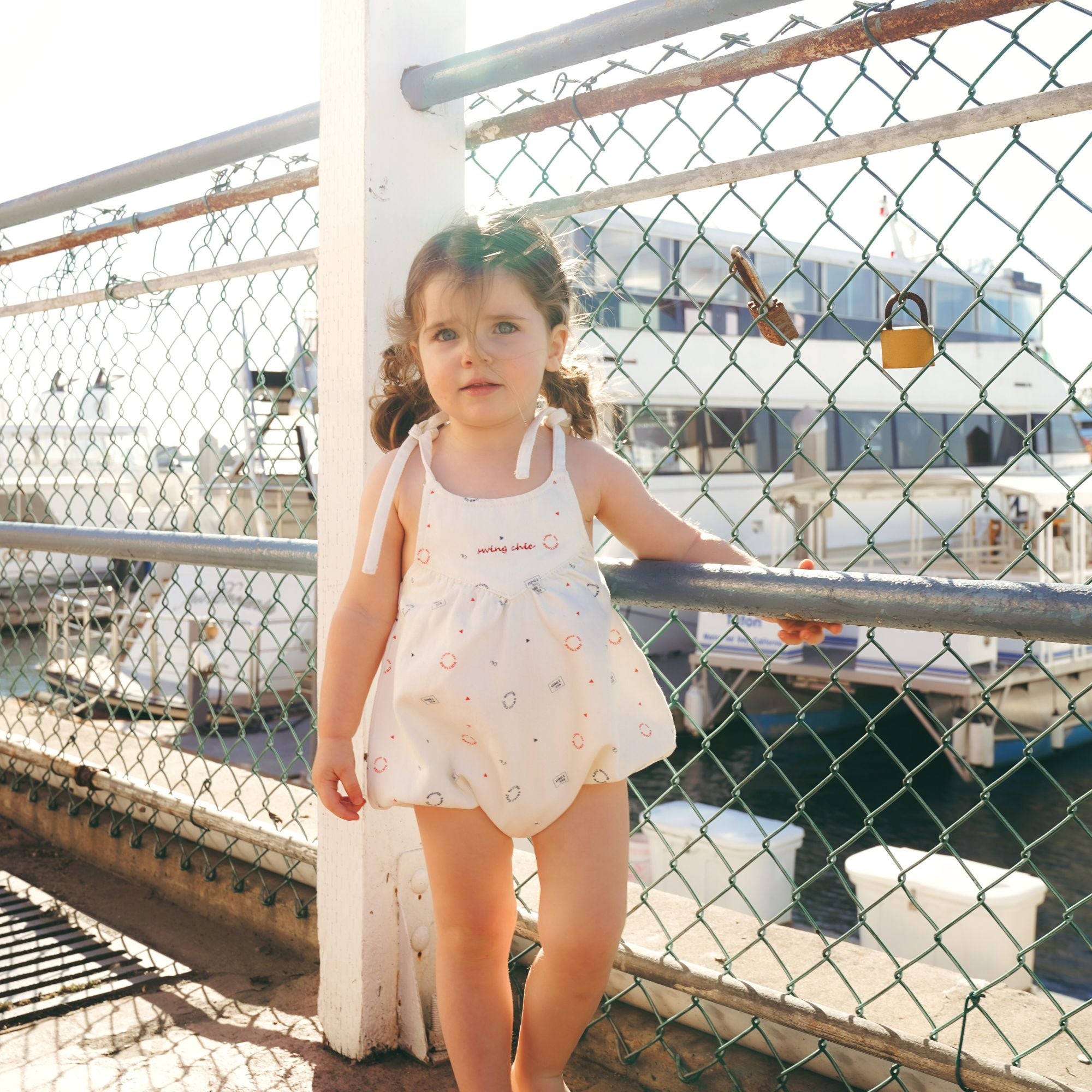 The Playday Romper | White Denim Baby Romper – Calla Lili Kids