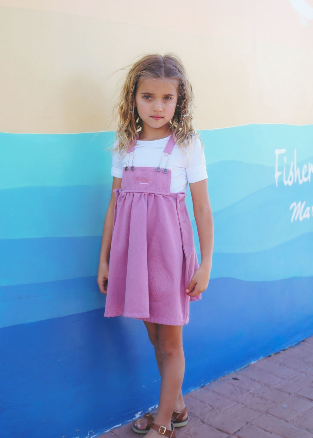 pink denim pinafore dress Light pink Cotton Denim Overall Dress for kids